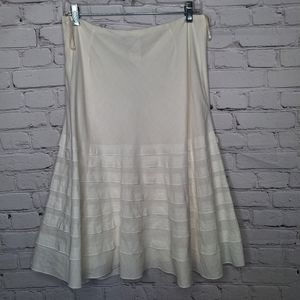 Lillie Ruben Ivory Cream Full A-line Tier Layered Lined Skirt 100% Cotton Sz 10